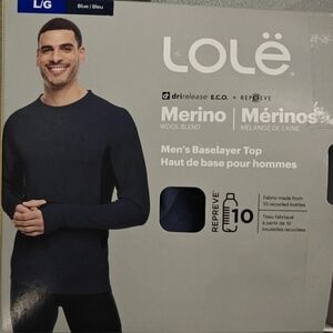 Lole Men’s Merino Wool Top Blue Sz Large
